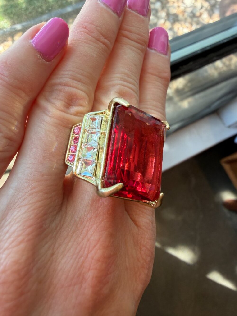 NIB Massive HEIDI DAUS Rock Ensemble Crystal Deco Rose Ring! - 6.5/6.75